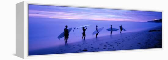 Surfers on Beach Costa Rica-null-Framed Stretched Canvas
