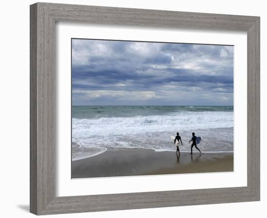 Surfers on Grande Plage Beach, Biarritz, Aquitaine, France-Nadia Isakova-Framed Photographic Print