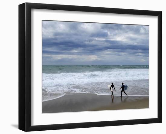 Surfers on Grande Plage Beach, Biarritz, Aquitaine, France-Nadia Isakova-Framed Photographic Print