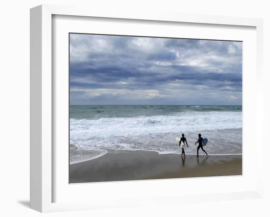 Surfers on Grande Plage Beach, Biarritz, Aquitaine, France-Nadia Isakova-Framed Photographic Print