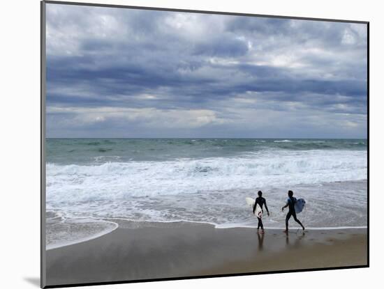 Surfers on Grande Plage Beach, Biarritz, Aquitaine, France-Nadia Isakova-Mounted Photographic Print