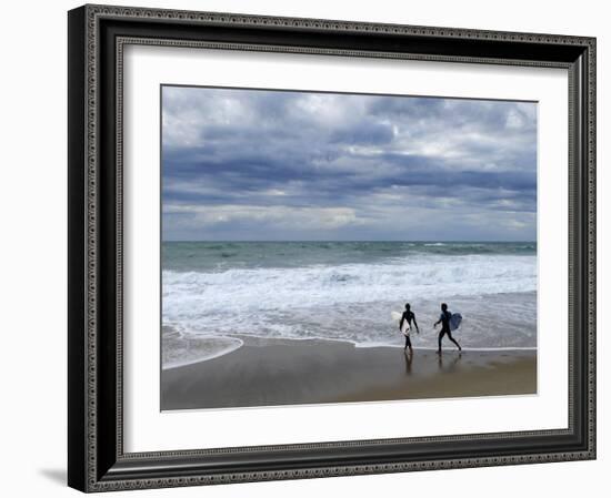 Surfers on Grande Plage Beach, Biarritz, Aquitaine, France-Nadia Isakova-Framed Photographic Print