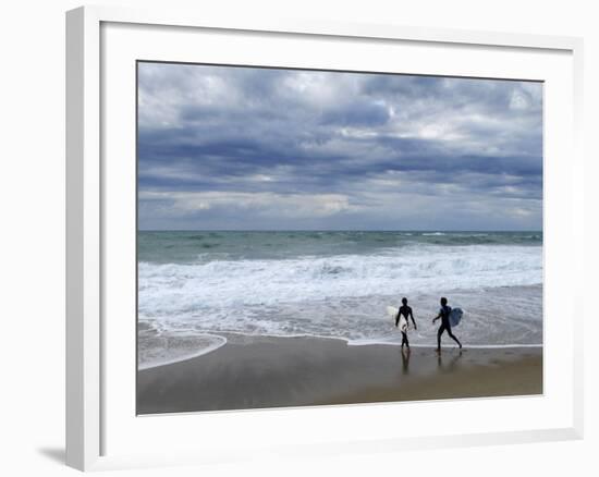 Surfers on Grande Plage Beach, Biarritz, Aquitaine, France-Nadia Isakova-Framed Photographic Print