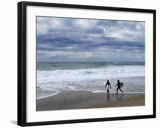 Surfers on Grande Plage Beach, Biarritz, Aquitaine, France-Nadia Isakova-Framed Photographic Print