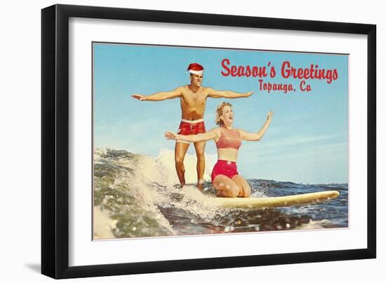 Surfers Paddling, Topanga, California-null-Framed Art Print