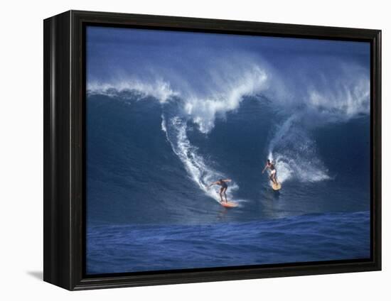 Surfers, Sunset Beach, Oahu, Hawaii-George Silk-Framed Premier Image Canvas