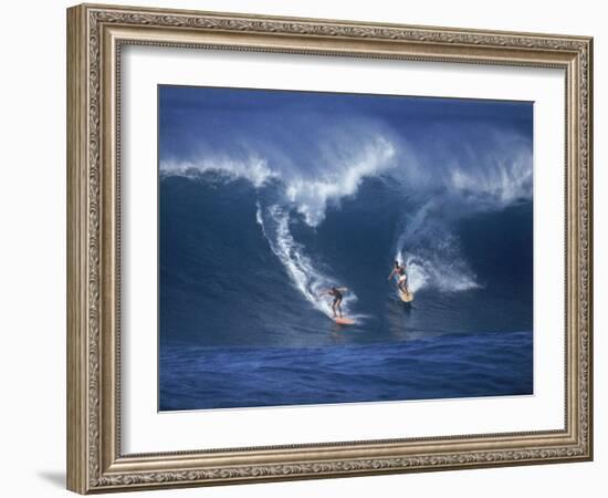 Surfers, Sunset Beach, Oahu, Hawaii-George Silk-Framed Photographic Print