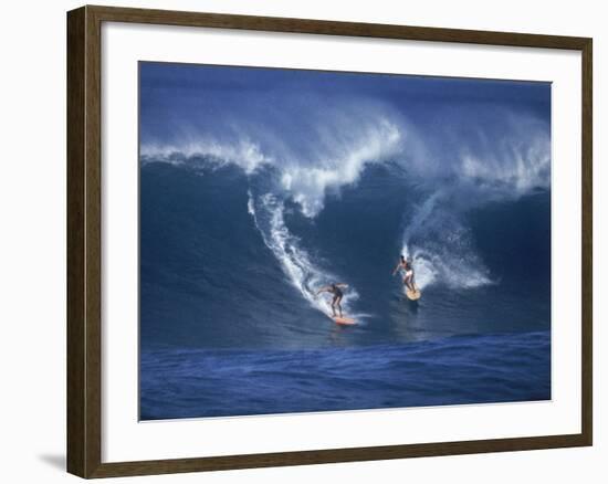 Surfers, Sunset Beach, Oahu, Hawaii-George Silk-Framed Photographic Print