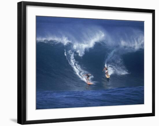 Surfers, Sunset Beach, Oahu, Hawaii-George Silk-Framed Photographic Print