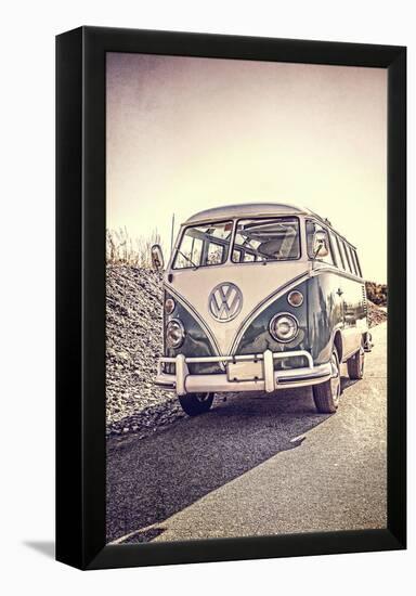 Surfers Vintage VW Bus-Edward M. Fielding-Framed Premier Image Canvas