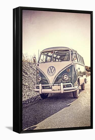 Surfers Vintage VW Bus-Edward M. Fielding-Framed Premier Image Canvas