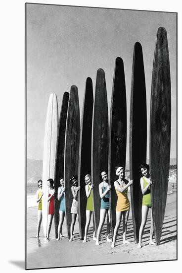 Surfin' Gals - Colour Pop-The Chelsea Collection-Mounted Giclee Print