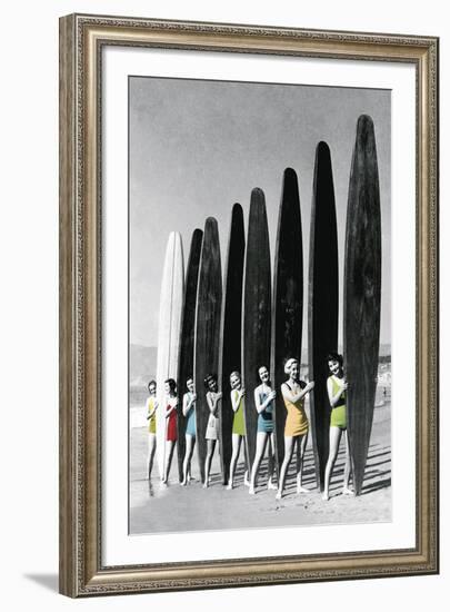 Surfin' Gals - Colour Pop-The Chelsea Collection-Framed Giclee Print