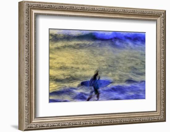 Surfing Bali waves along the south coast Indonesia.-Greg Johnston-Framed Photographic Print