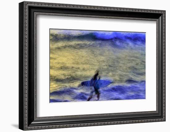 Surfing Bali waves along the south coast Indonesia.-Greg Johnston-Framed Photographic Print
