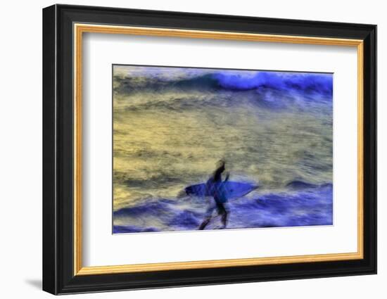 Surfing Bali waves along the south coast Indonesia.-Greg Johnston-Framed Photographic Print