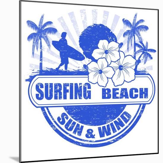 Surfing Beach Stamp-radubalint-Mounted Art Print