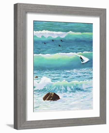 Surfing in Chesil House, 2014 (Oil on Canvas)-Liz Wright-Framed Giclee Print