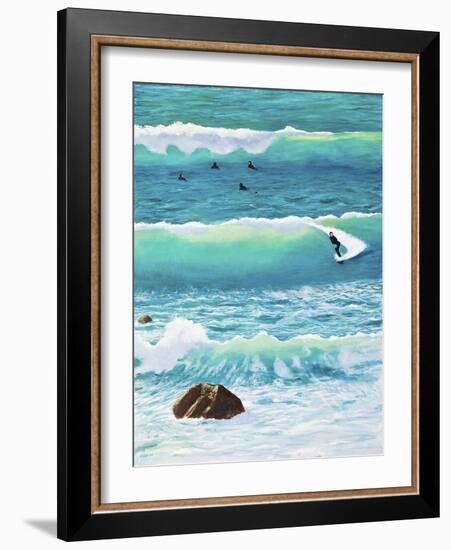 Surfing in Chesil House, 2014 (Oil on Canvas)-Liz Wright-Framed Giclee Print