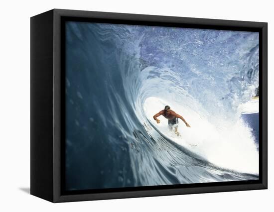 Surfing in the Tube-Sean Davey-Framed Premier Image Canvas