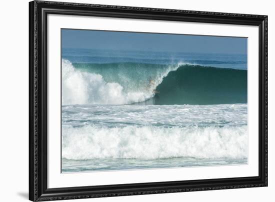 Surfing inside the Barrel in Barra Da Tijuca Beach, Rio De Janeiro, Brazil-Vitor Marigo-Framed Photographic Print