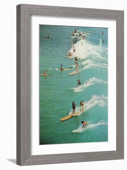 Surfing with Longboards-null-Framed Art Print