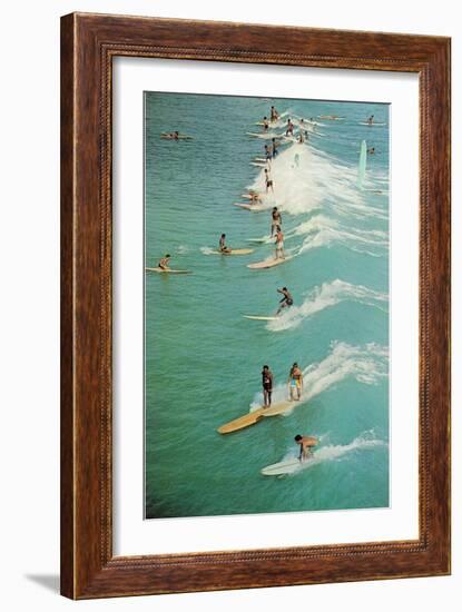 Surfing with Longboards-null-Framed Art Print