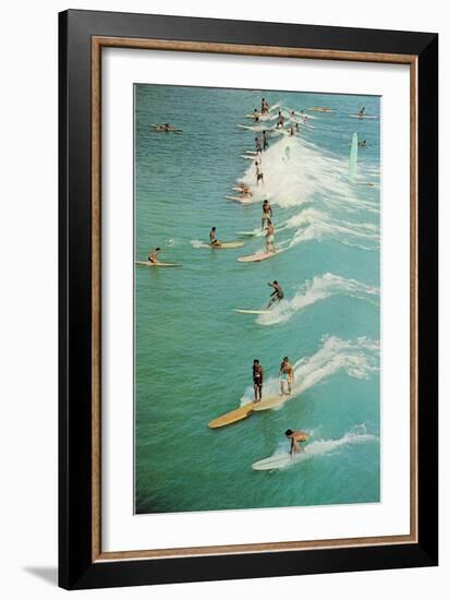 Surfing with Longboards-null-Framed Art Print