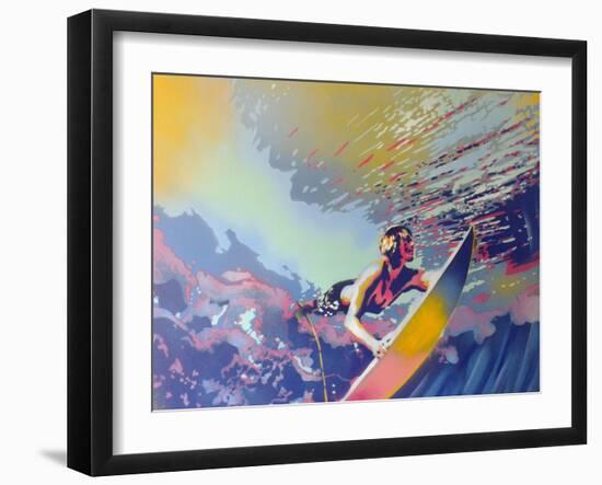 Surfing-Abstract Graffiti-Framed Giclee Print