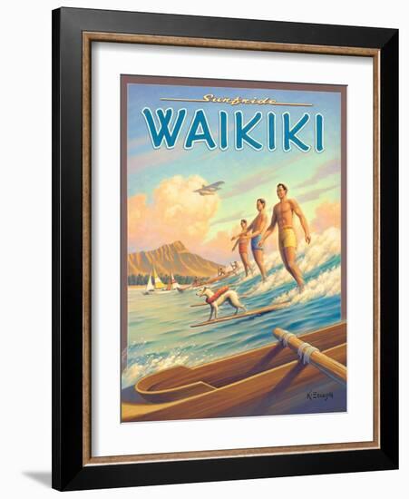 Surfride Waikiki-Kerne Erickson-Framed Art Print