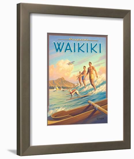 Surfride Waikiki-Kerne Erickson-Framed Art Print