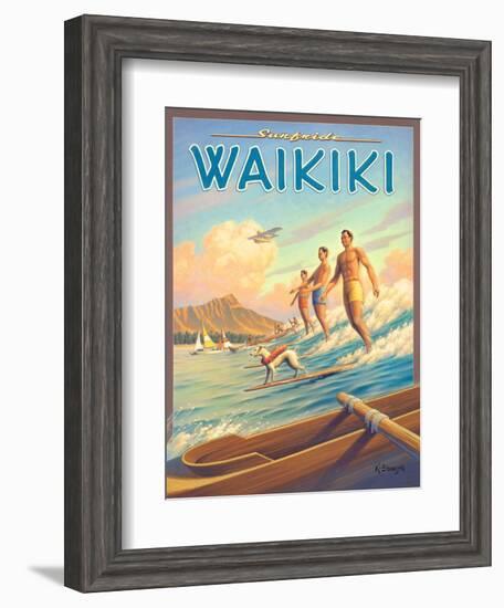 Surfride Waikiki-Kerne Erickson-Framed Art Print