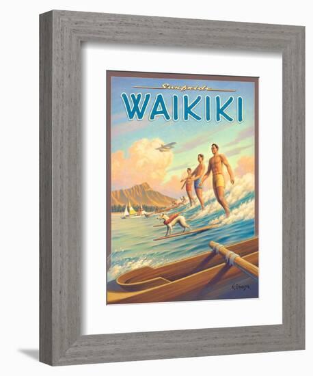 Surfride Waikiki-Kerne Erickson-Framed Art Print