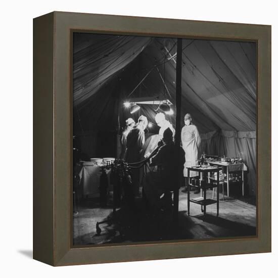 Surgeons Operating on Patient at Casualty Clearing Station-William Vandivert-Framed Premier Image Canvas