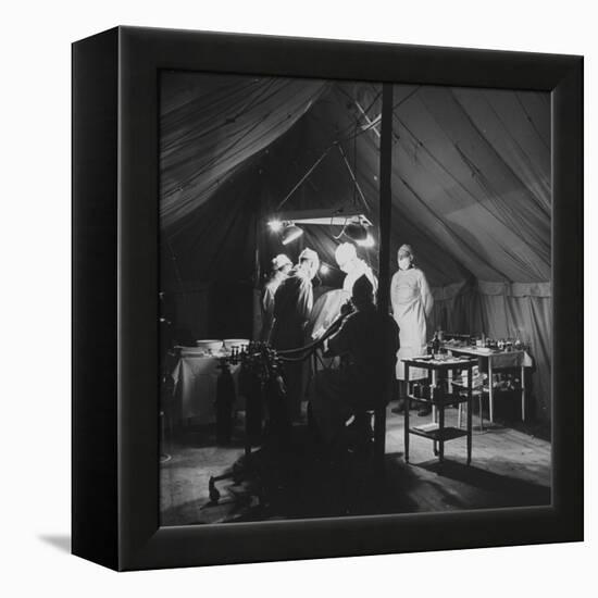 Surgeons Operating on Patient at Casualty Clearing Station-William Vandivert-Framed Premier Image Canvas