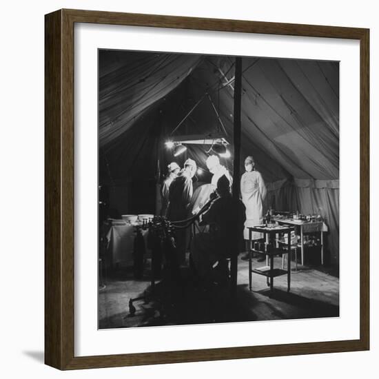 Surgeons Operating on Patient at Casualty Clearing Station-William Vandivert-Framed Premium Photographic Print