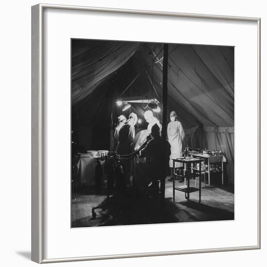 Surgeons Operating on Patient at Casualty Clearing Station-William Vandivert-Framed Premium Photographic Print