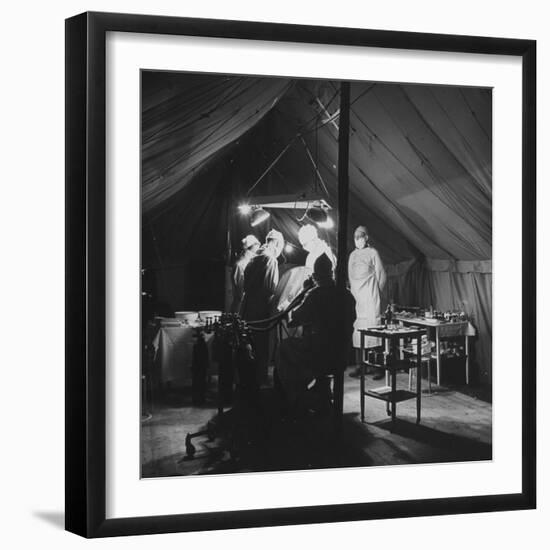 Surgeons Operating on Patient at Casualty Clearing Station-William Vandivert-Framed Premium Photographic Print