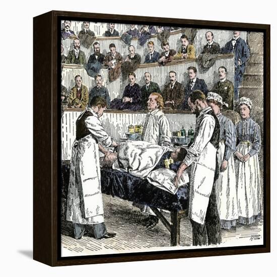 Surgery Performed Before Audience of Medical Students at Bellevue in New York City, 1890s-null-Framed Premier Image Canvas