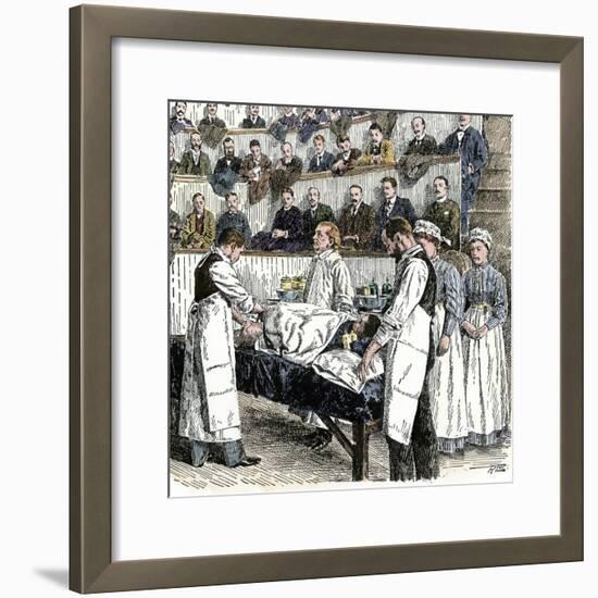 Surgery Performed Before Audience of Medical Students at Bellevue in New York City, 1890s-null-Framed Giclee Print