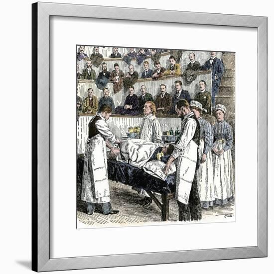 Surgery Performed Before Audience of Medical Students at Bellevue in New York City, 1890s-null-Framed Giclee Print