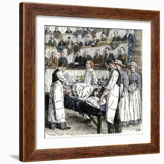 Surgery Performed Before Audience of Medical Students at Bellevue in New York City, 1890s-null-Framed Giclee Print