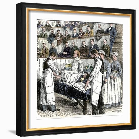 Surgery Performed Before Audience of Medical Students at Bellevue in New York City, 1890s-null-Framed Giclee Print