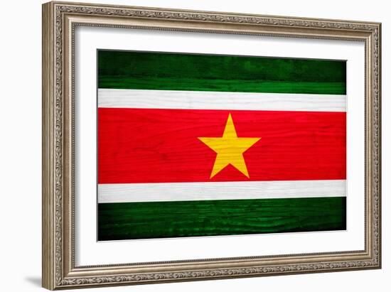 Suriname Flag Design with Wood Patterning - Flags of the World Series-Philippe Hugonnard-Framed Art Print