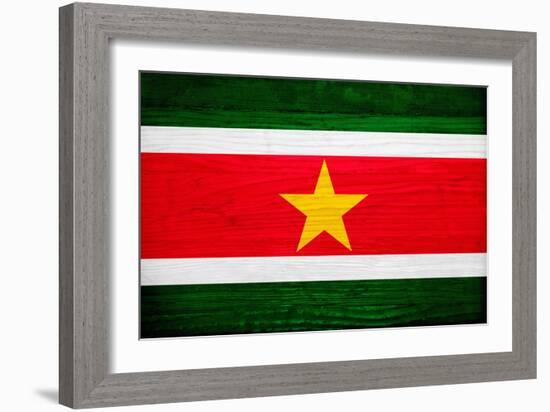 Suriname Flag Design with Wood Patterning - Flags of the World Series-Philippe Hugonnard-Framed Art Print