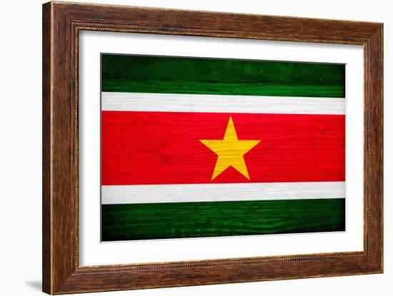 Suriname Flag Design with Wood Patterning - Flags of the World Series-Philippe Hugonnard-Framed Art Print