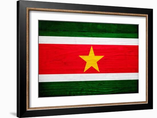 Suriname Flag Design with Wood Patterning - Flags of the World Series-Philippe Hugonnard-Framed Art Print