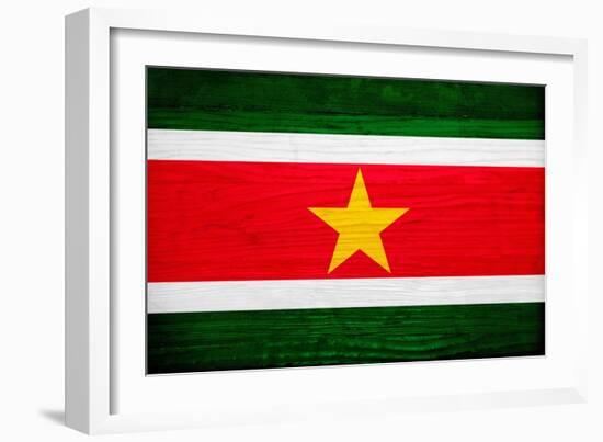 Suriname Flag Design with Wood Patterning - Flags of the World Series-Philippe Hugonnard-Framed Art Print