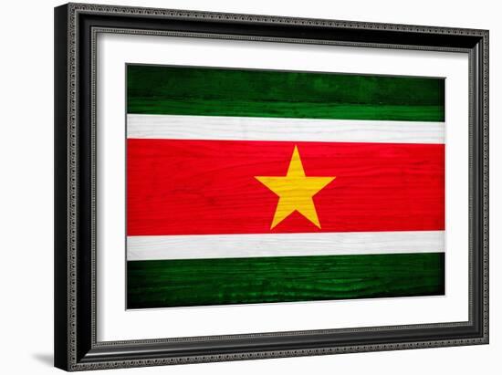 Suriname Flag Design with Wood Patterning - Flags of the World Series-Philippe Hugonnard-Framed Art Print