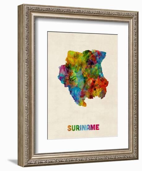 Suriname Watercolor Map-Michael Tompsett-Framed Art Print